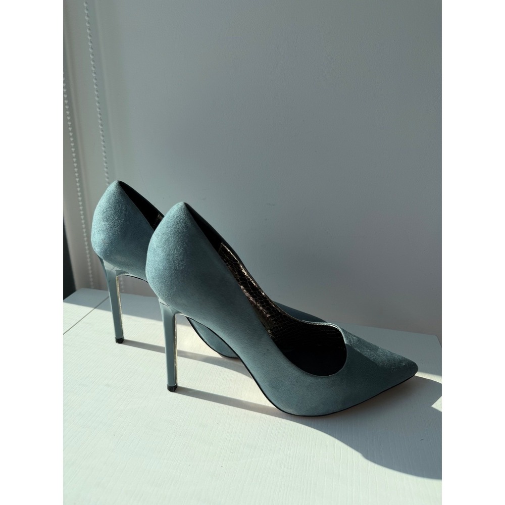 River Island Blue Faux Suede Pointed Toe Stiletto Heels Size 39 US 8